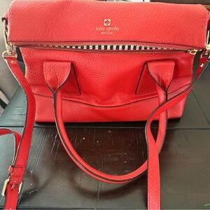 Kate Spade Vibrant Red/orange Leather Tote